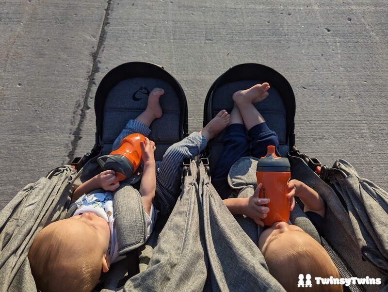 Strollers For Multiples Twin Toddlers With Feet Touching In Strollair Twinway At Dusk
