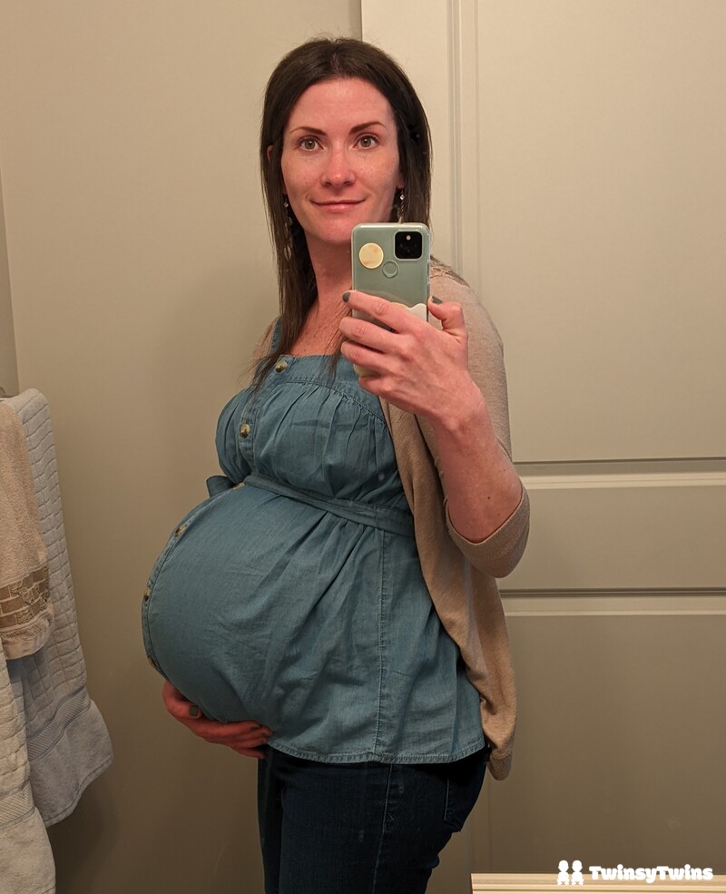 Short Cervix Twin Pregnancy Belly Eight Months Compare Cropped