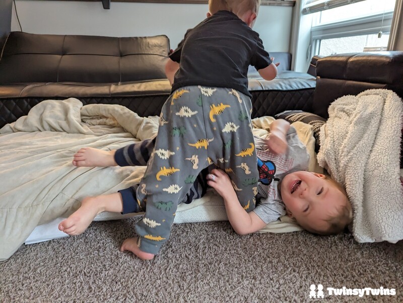 Proprioceptive Play Twin Toddlers Play Wrestling